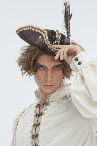 Gilded Corsair Feathered Tricorn Hat