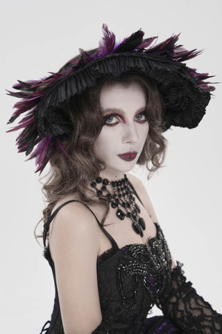 Ravenna Black & Purple Feather Headband