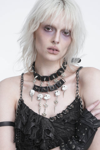 Mortis Skull & Spike Choker Necklace