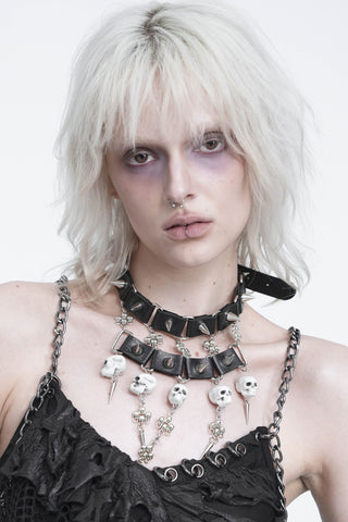 Mortis Skull & Spike Choker Necklace