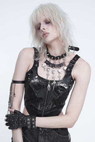 Mortis Skull & Spike Choker Necklace