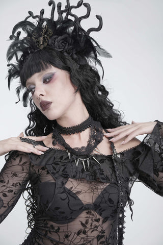 Vesper Black Lace Spike Choker Necklace