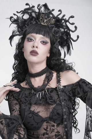 Vesper Black Lace Spike Choker Necklace
