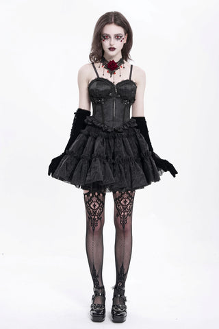 Black Rose Brocade Gothic Corset Top