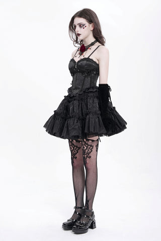 Black Rose Brocade Gothic Corset Top