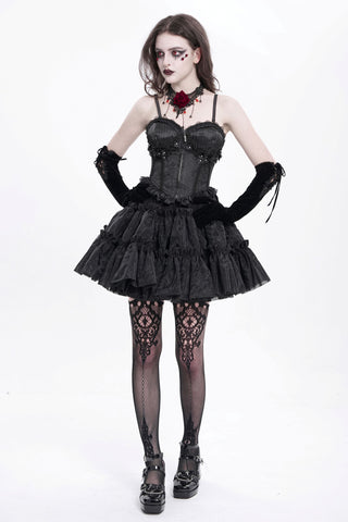 Black Rose Brocade Gothic Corset Top