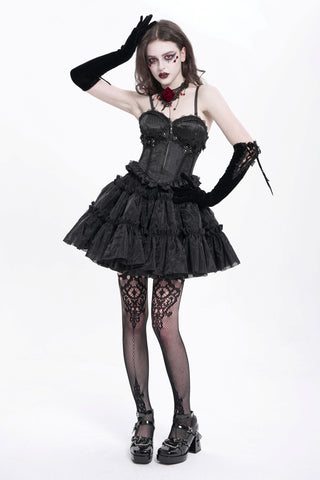 Black Rose Brocade Gothic Corset Top