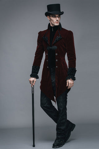 Victorian Gentleman Red Velvet Tailcoat