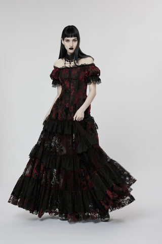 Ravenhurst Gothic Ball Gown in Red & Black