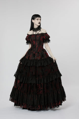 Ravenhurst Gothic Ball Gown in Red & Black