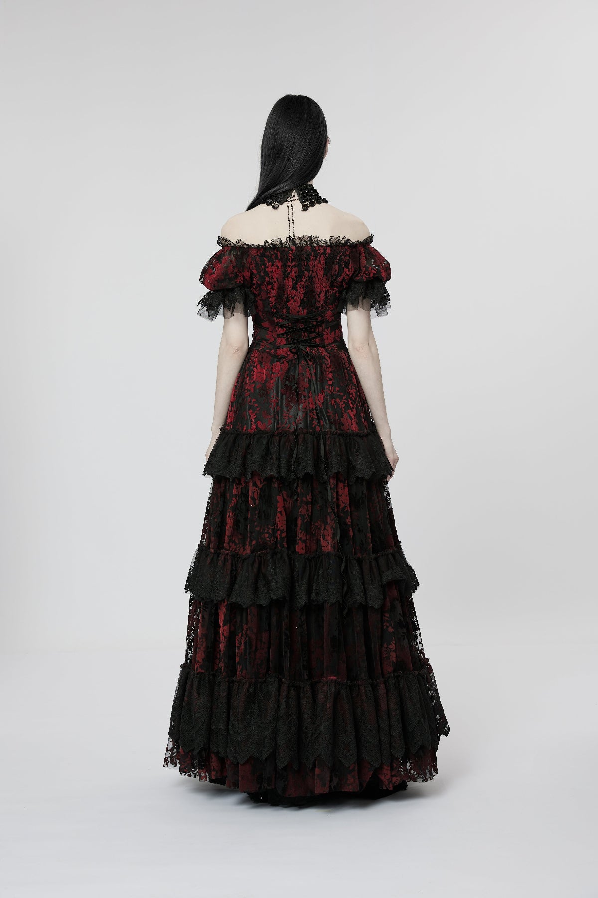 Punk Rave WQ-613 Black Red Romantic Gothic Victorian Ball Gown