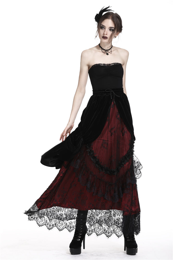 Crimson Rose Victorian Gothic Bustle Skirt