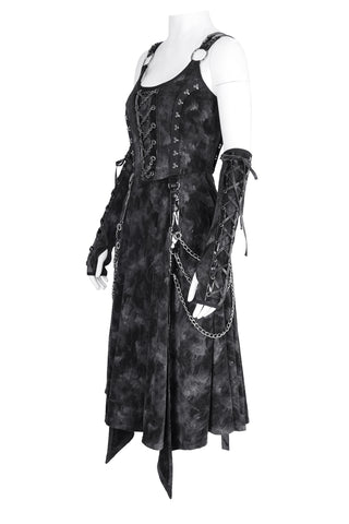 Dark Punk Chain Dress with Arm Warmers
