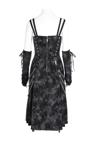 Dark Punk Chain Dress with Arm Warmers