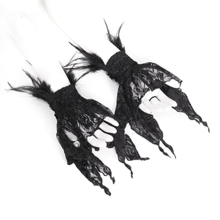 Nyx - Feather Lace Gothic Wrist Cuffs