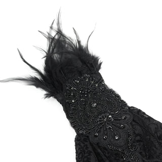 Nyx - Feather Lace Gothic Wrist Cuffs