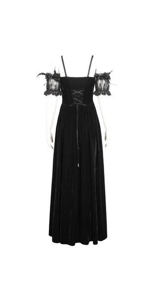 Off-Shoulder Velvet & Lace Maxi Dress