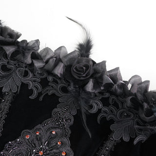 Veronica - Off-Shoulder Velvet & Lace Maxi Dress in Black