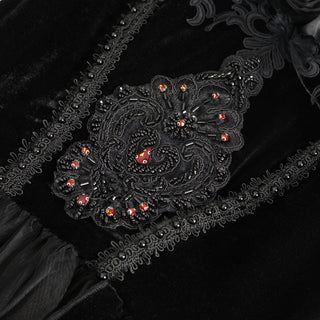 Veronica - Off-Shoulder Velvet & Lace Maxi Dress in Black