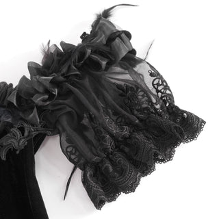 Veronica - Off-Shoulder Velvet & Lace Maxi Dress in Black