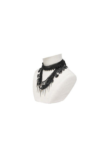 Vesper Black Lace Spike Choker Necklace