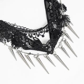 Vesper Black Lace Spike Choker Necklace
