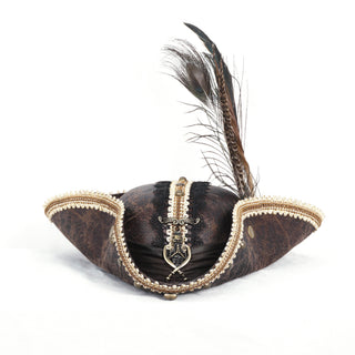 Gilded Corsair Feathered Tricorn Hat