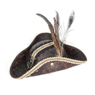 Gilded Corsair Feathered Tricorn Hat