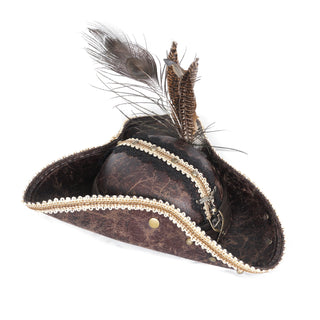 Gilded Corsair Feathered Tricorn Hat