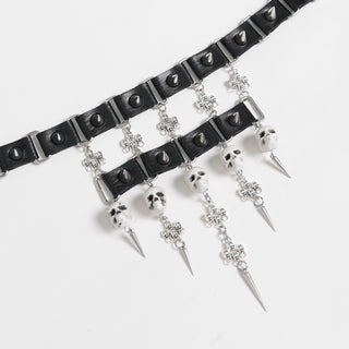 Mortis Skull & Spike Choker Necklace