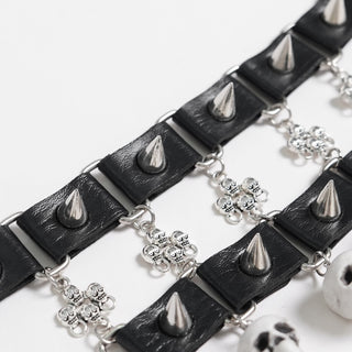 Mortis Skull & Spike Choker Necklace