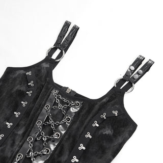 Dark Punk Chain Dress with Arm Warmers
