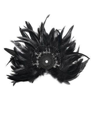 Gothic Cross Feather Brooch & Headpiece
