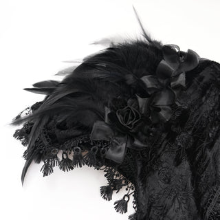 Raven Court – Gothic Feathered Lace Capelet