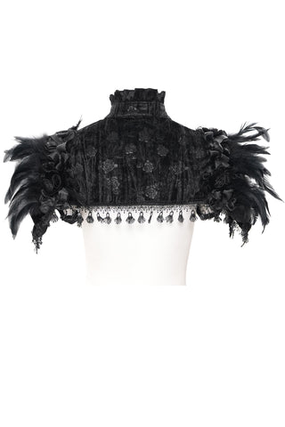 Raven Court – Gothic Feathered Lace Capelet