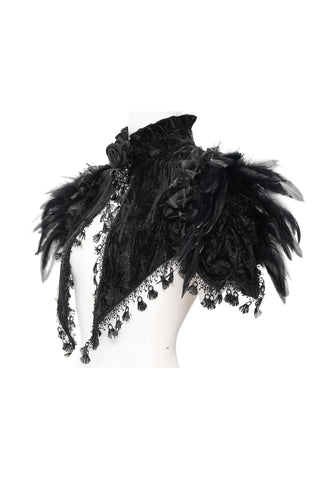 Raven Court – Gothic Feathered Lace Capelet