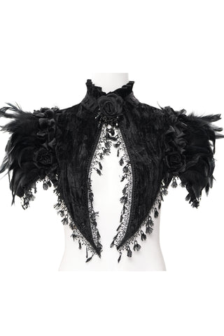 Raven Court – Gothic Feathered Lace Capelet