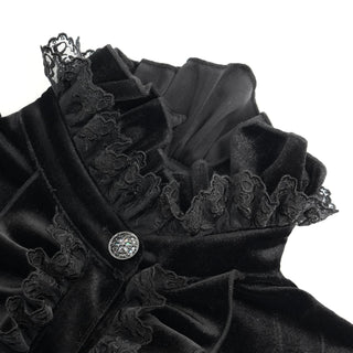Victorian Tailcoat Black Velvet Gothic Blouse