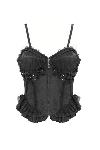 Black Rose Brocade Gothic Corset Top