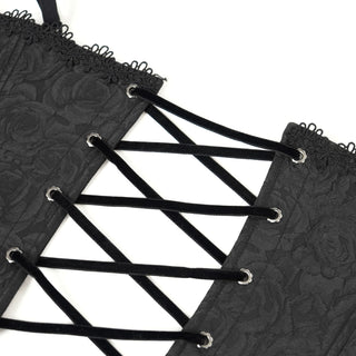 Black Rose Brocade Gothic Corset Top