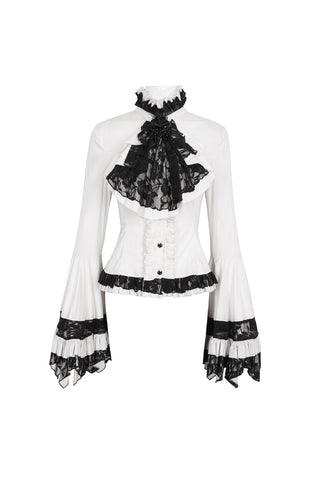 Belladonna Rhapsody - Victorian Jabot Blouse in White