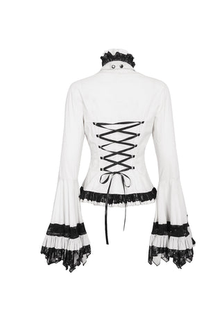 Belladonna Rhapsody - Victorian Jabot Blouse in White