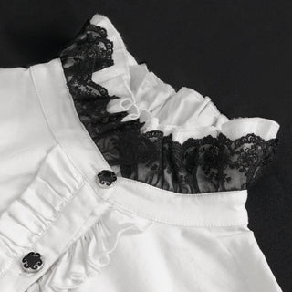 Belladonna Rhapsody - Victorian Jabot Blouse in White