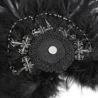 Gothic Cross Feather Brooch & Headpiece