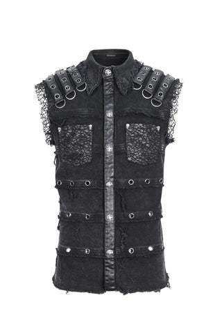 Black Vanguard Distressed Vest