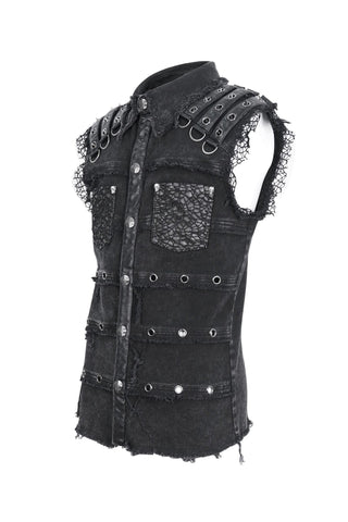 Black Vanguard Distressed Vest