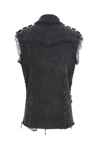 Black Vanguard Distressed Vest