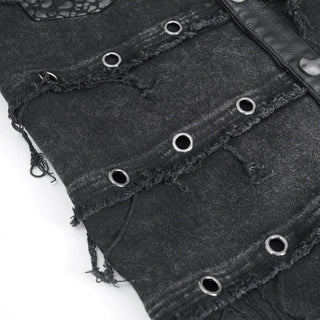 Black Vanguard Distressed Vest