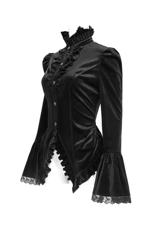Victorian Tailcoat Black Velvet Gothic Blouse