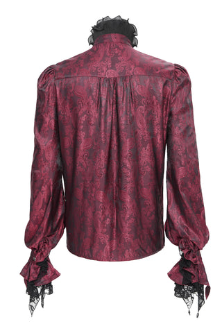 Red Satin Ruffle Shirt